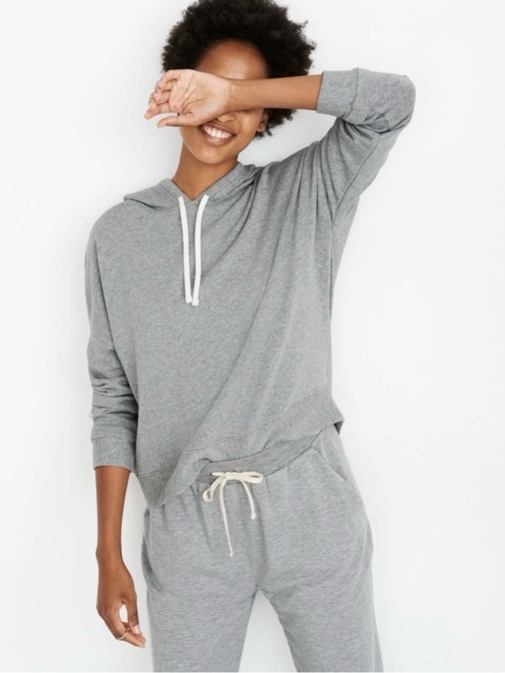 Madewell Light Gray Crewneck Hoodie Sweater